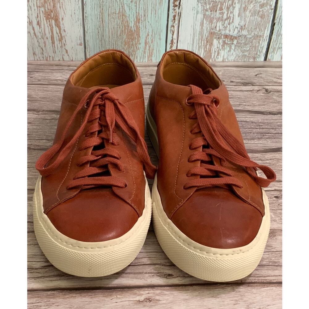 Goodman Men’s Size 8 Brown Leather Sneakers Italian Crafted Luxury Luxe Preppy